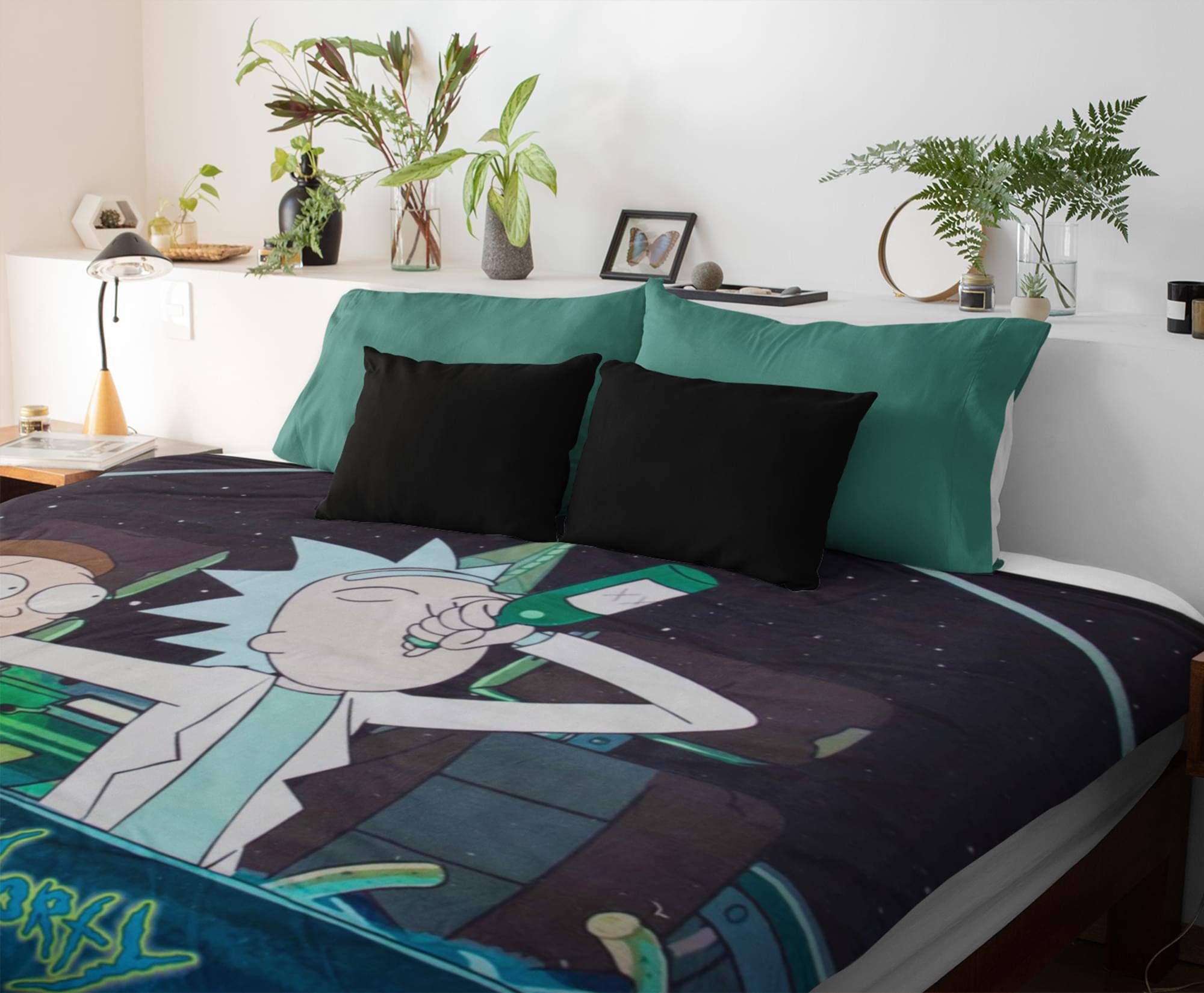Alt View 2. Just Funky - Rick and Morty Spaceship 45 x 60 Inch Fleece Throw Blanket - Multi-Color.