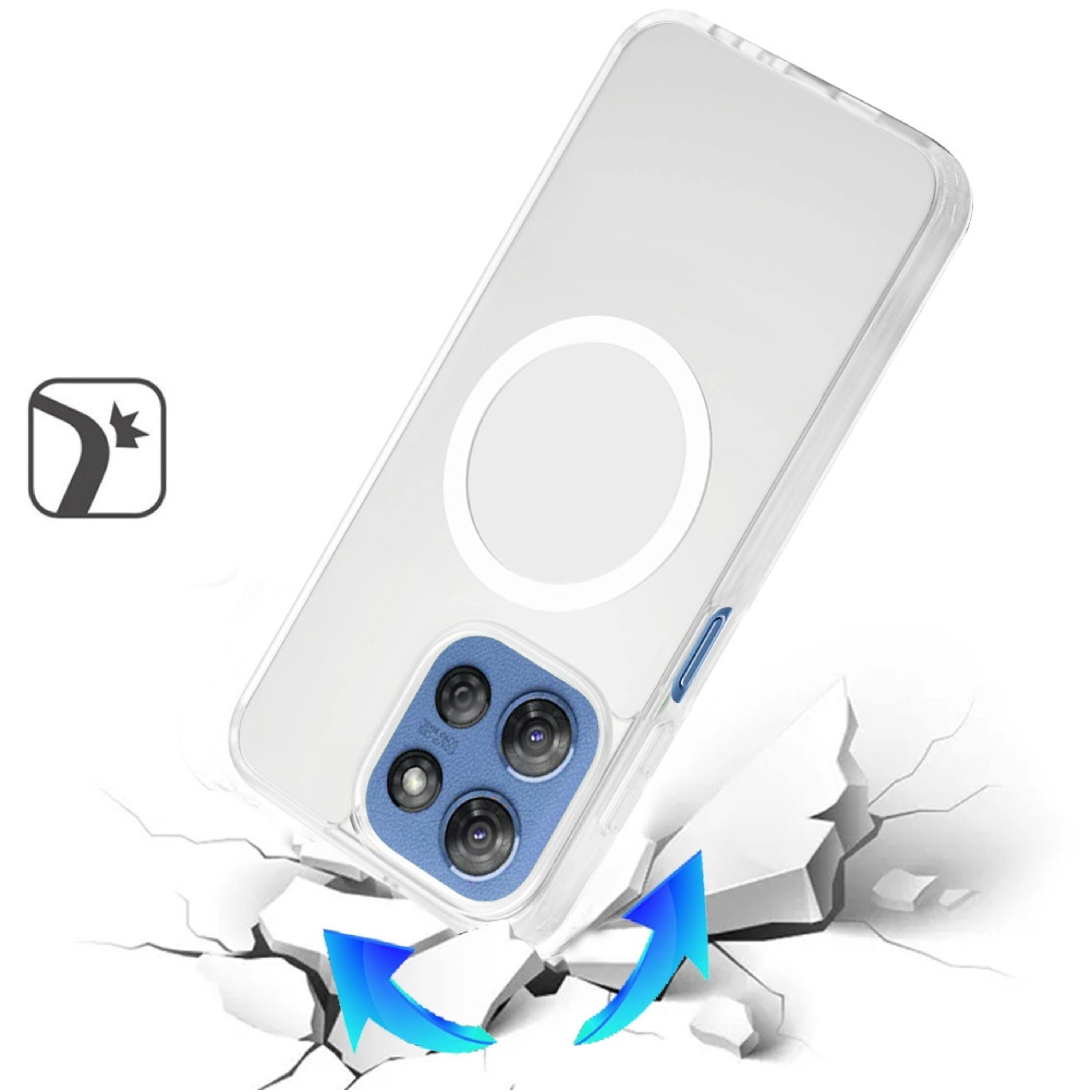 Angle. Kitcheniva - Magnetic Circle Soft Touch Case Plus Tempered Glass For Moto G 2025/2026/G Play 2026 Clear - Clear.