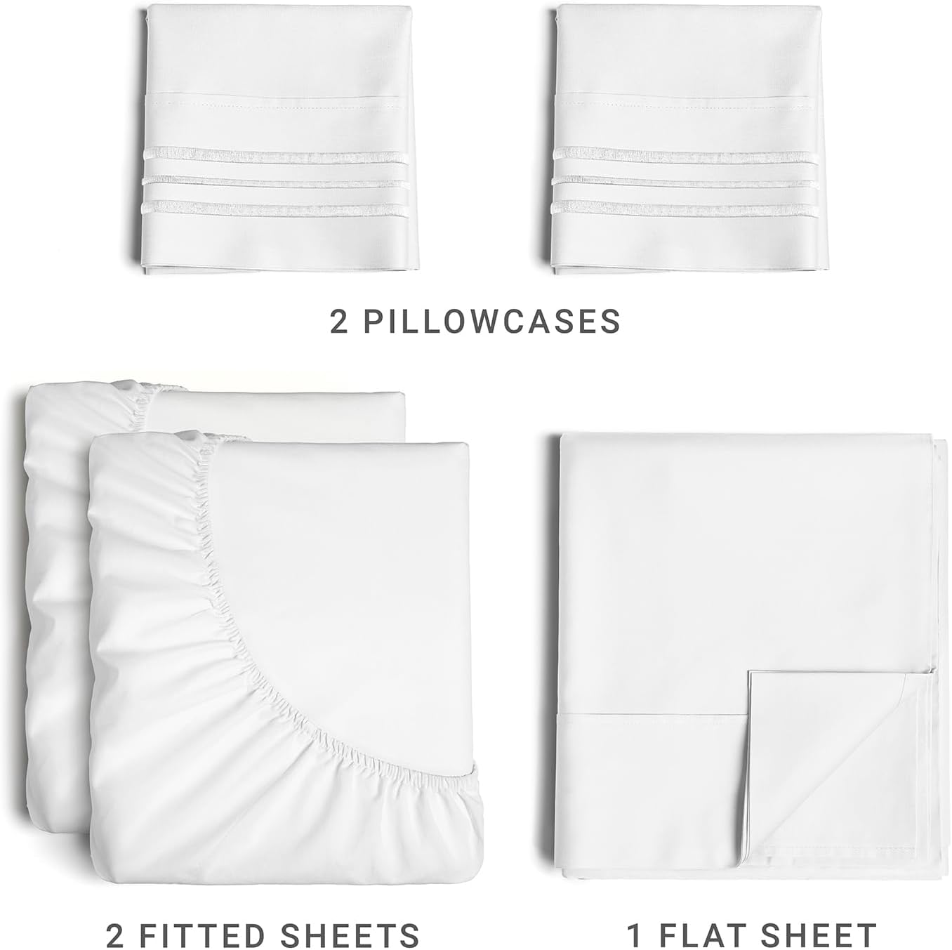 2 Pillowcases  
2 Fitted Sheets  
1 Flat Sheet