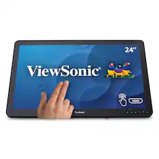 Front. ViewSonic - TD2430 24" LED FHD Touch Screen Monitor (HDMI and DisplayPort) - Black.
