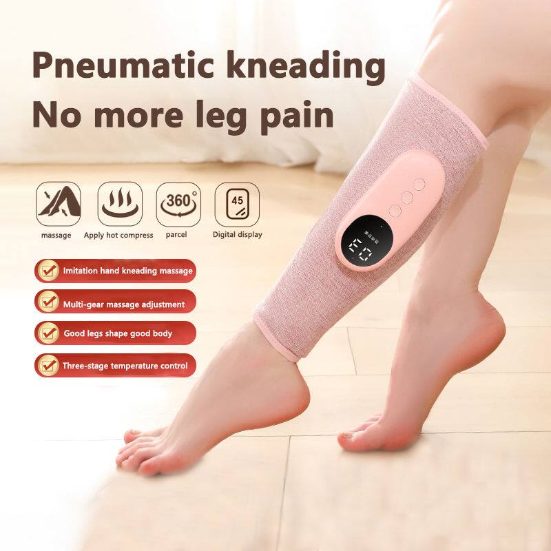 Pneumatic kneading  
No more leg pain  

- Massage  
- Apply hot compress  
- 360° parcel  
- Digital display  
- Imitation hand kneading massage  
- Multi-gear massage adjustment  
- Good legs shape good body  
- Three-stage temperature control