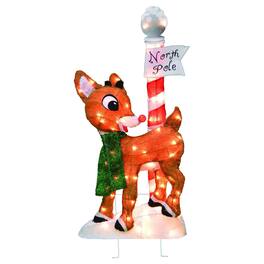 ProductWorks - 32" Rudolph the Red Nosed Reindeer Pre-Lit Christmas Yard Decor - Multicolor