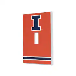 Keyscaper - Illinois Fighting Illini Stripe Design Single Toggle Light Switch Plate - Multicolor
