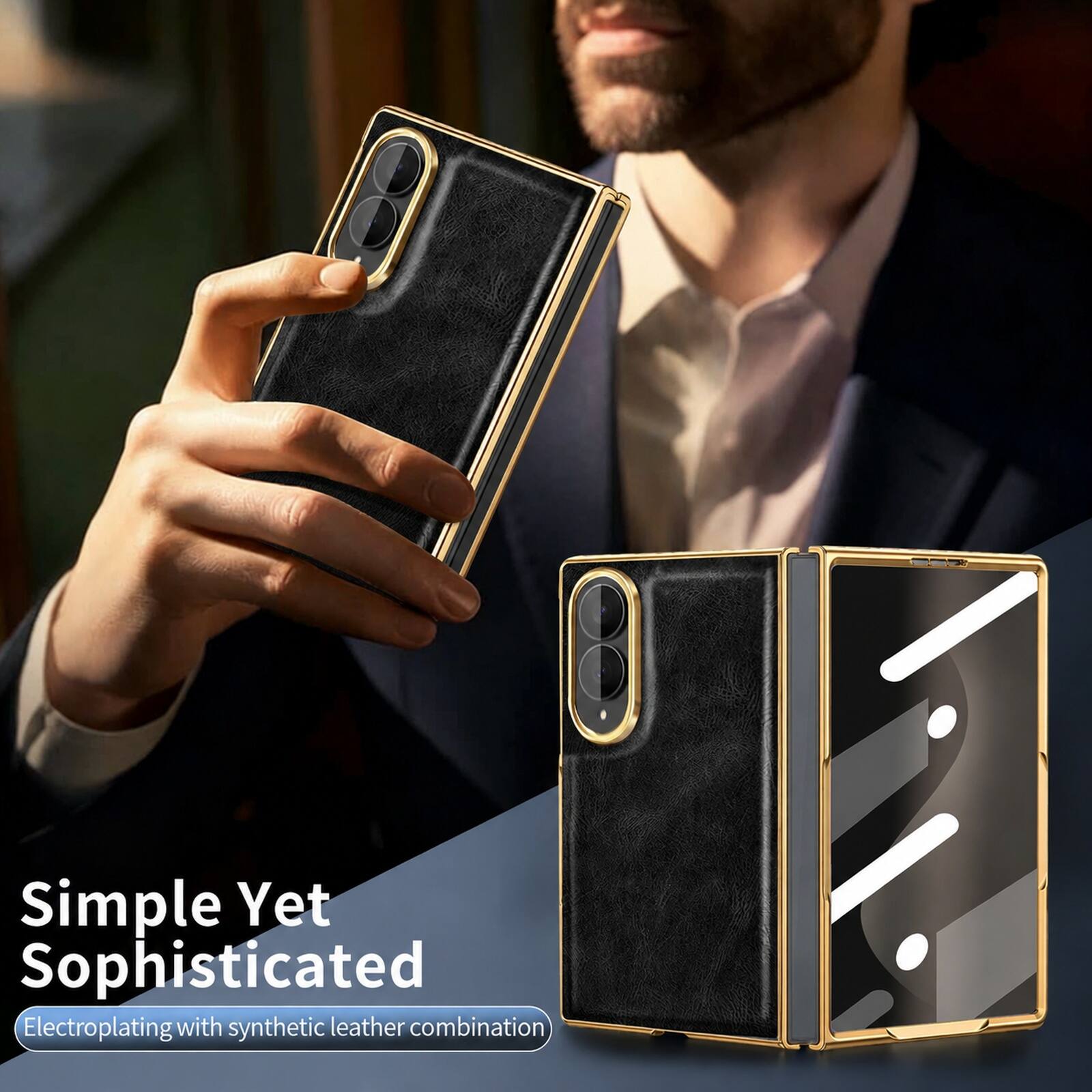 Simple Yet Sophisticated  
Electroplating with synthetic leather combination