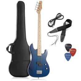 Davison Guitars - Electric Bass Guitar - Right Handed Beginner Kit with Gig Bag - Blue