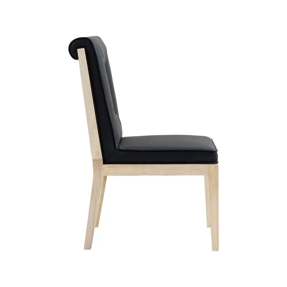 Alt View 3. Meridian Furniture - Gwendolyn Black Vegan Leather Dining Side Chair, Set of 2 - Black.