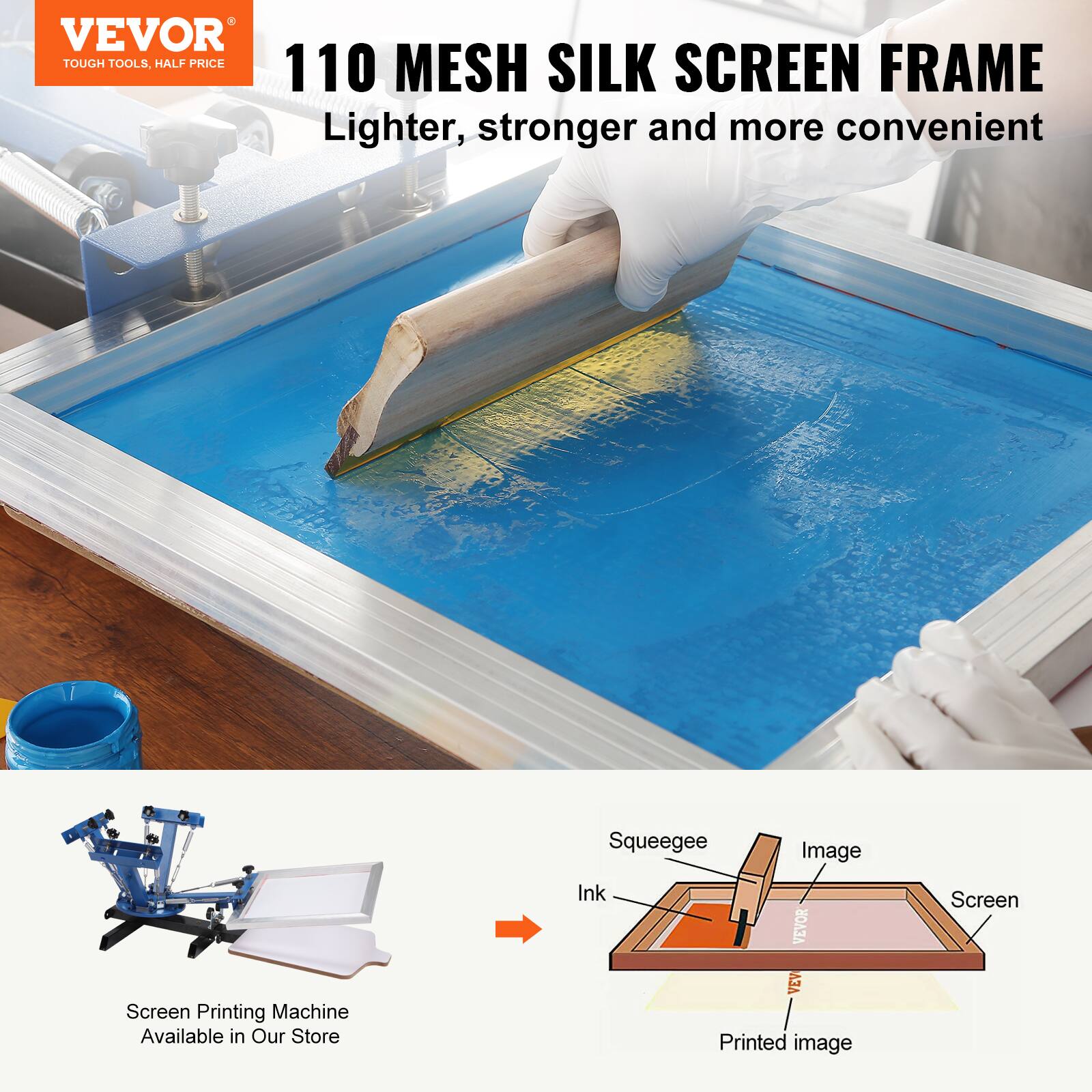VEVOR TOUGH TOOLS, HALF PRICE

110 MESH SILK SCREEN FRAME
Lighter, stronger and more convenient

Squeegee Image Screen Printing Machine Available in Our Store

VEVOR Printed image Screen