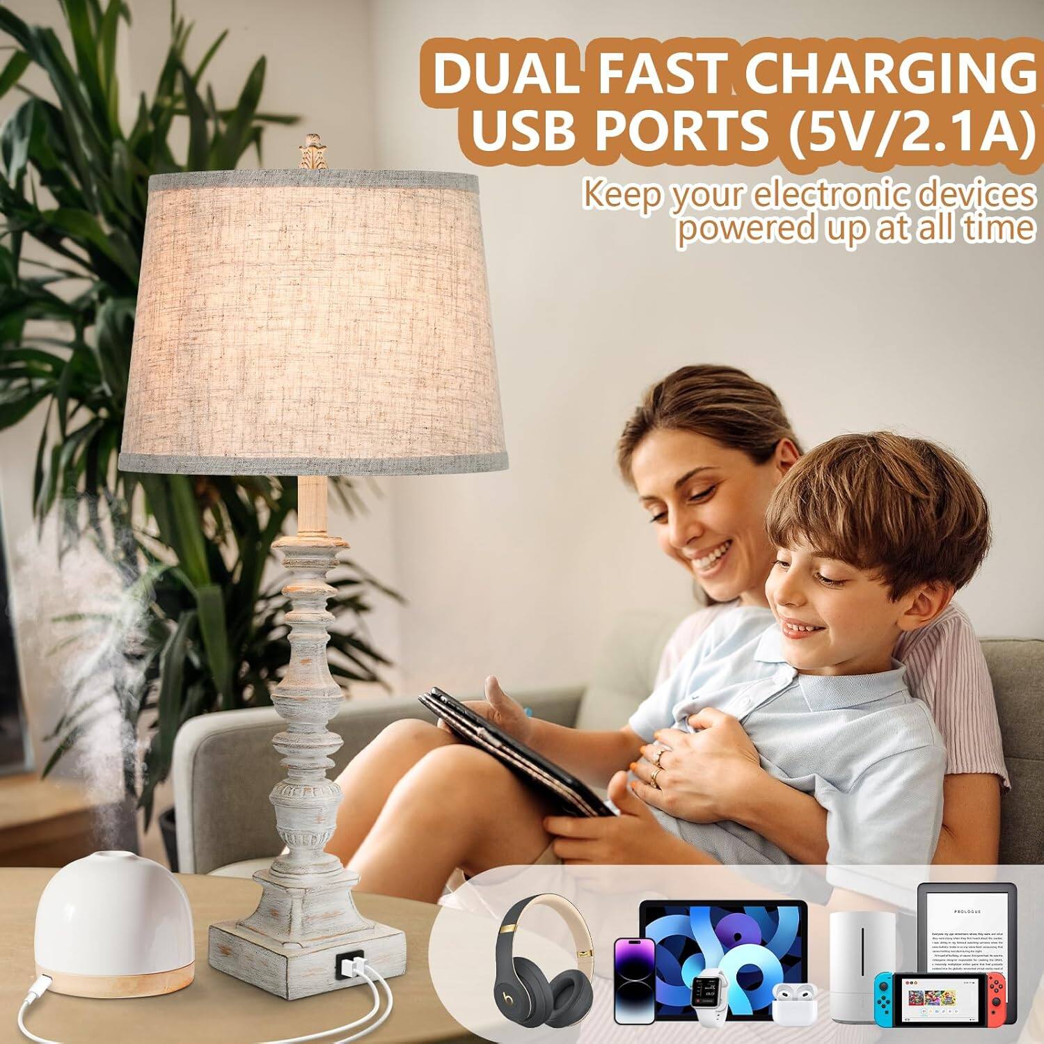 DUAL FAST CHARGING USB PORTS (5V/2.1A)  
Keep your electronic devices powered up at all time