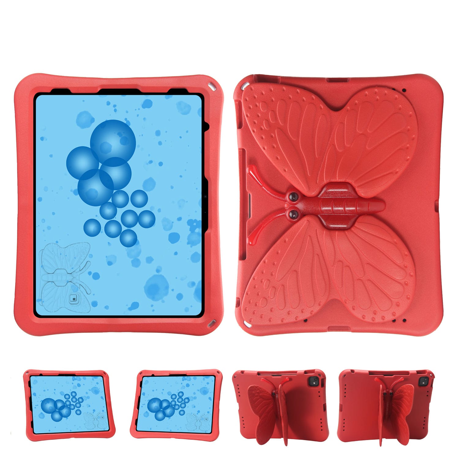 UUCOVER - Butterfly Case for iPad Air 13-inch M4 M3 M2 (2026/2025/2024),Shockproof EVA Kids Case 360° Rotating Stand Cover - Red