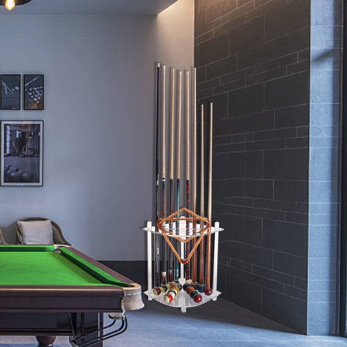 Alt View 3. GSE Games & Sports Expert - Acrylic Corner-Style 8 Corner Style Pool Cue Rack, Billiard Pool Cue Rack Only, Pool Cue Holder - Clear.