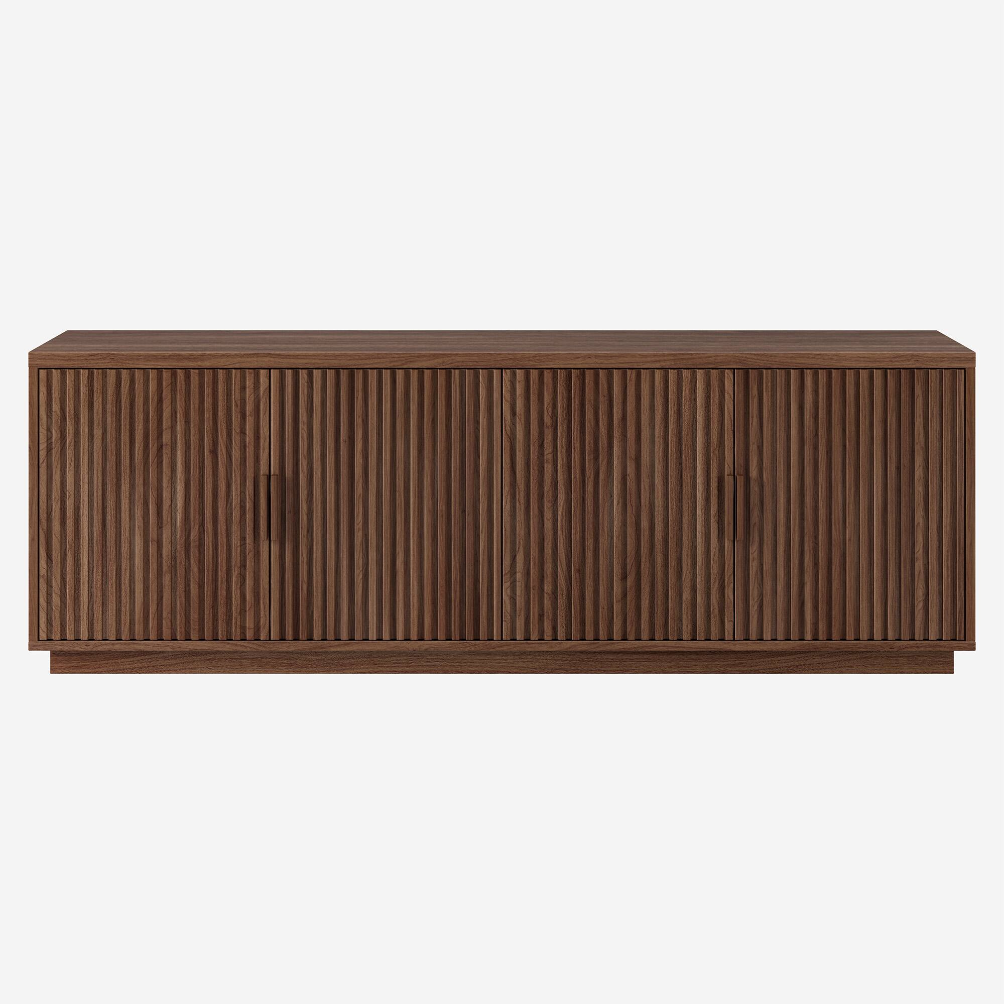 Angle. Hudson&Canal - Mero Rectangular Fluted TV Stand for TV's up to 75" in Satin Walnut - Satin Walnut.