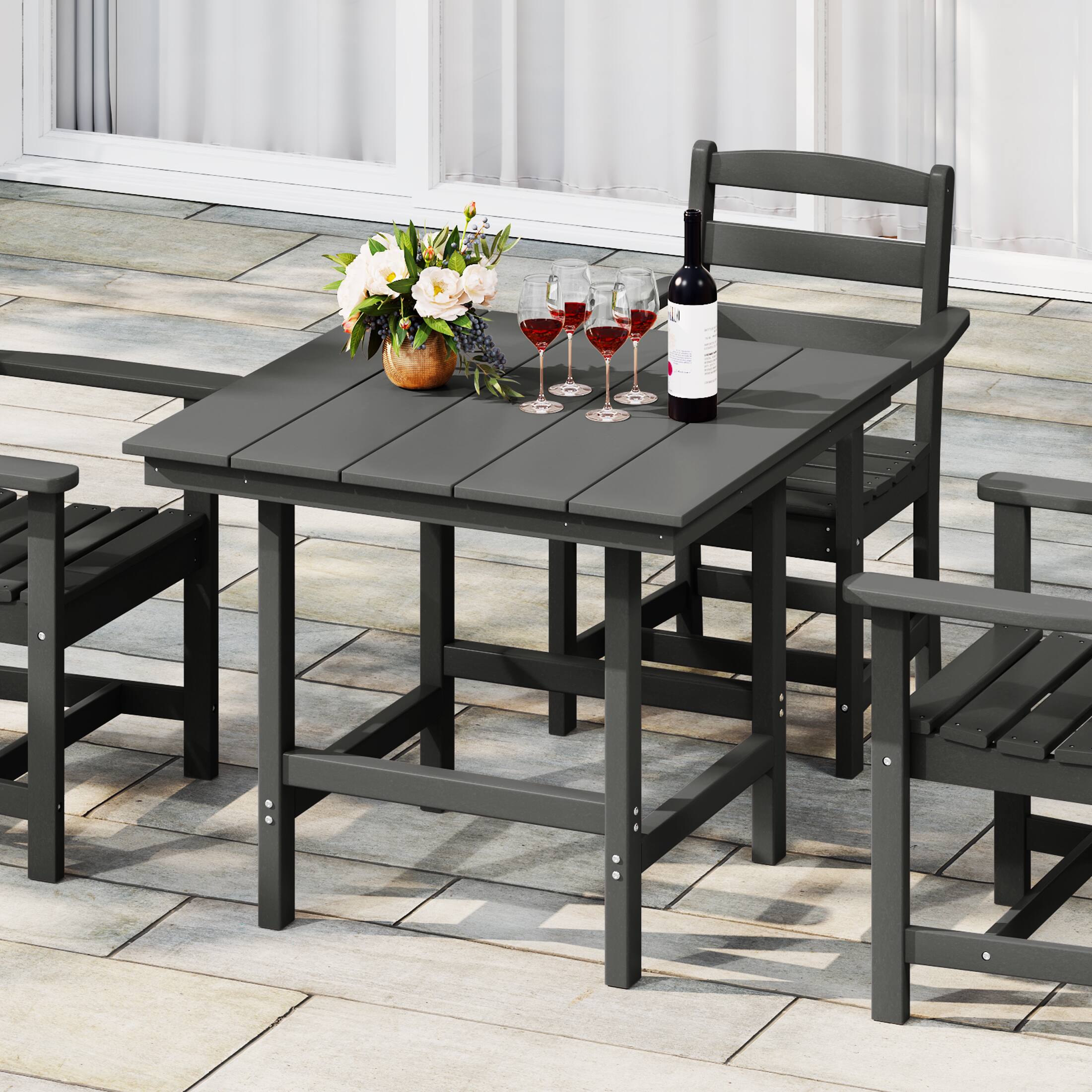 Angle. WestinTrends - WestinTrends Ashore Outdoor HDPE 36" Square Patio Dining Table with Umbrella Hole - Gray.