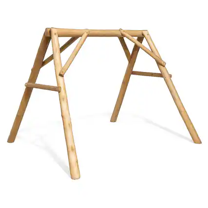 Front. Contoured Comfort - 4' Cedar Log A-Frame for Swings - Brown.