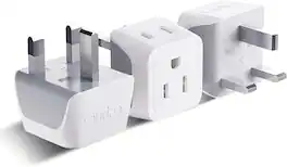 Ceptics - UK Travel Plug Adapter, 2 in 1 Type G Adapter, US to UK Adapter, Ireland, Dubai Travel Adapter with Dual USA Inp - White
