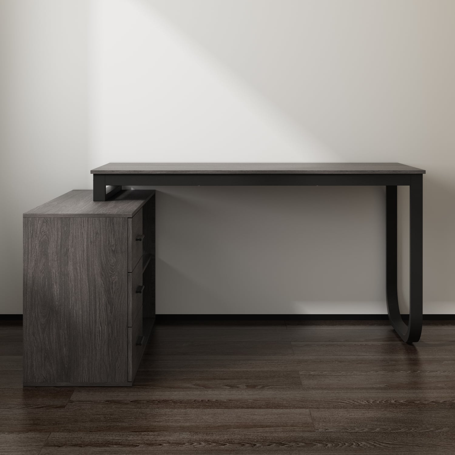 Famapy - L - Shaped Computer Desk Space - Saving, Organized Storage & Modern Aesthetic for Any Room - Black