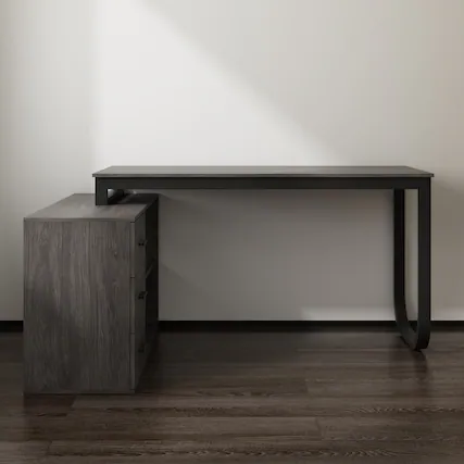 Front. Famapy - Famapy L - Shaped Computer Desk Space - Saving, Organized Storage & Modern Aesthetic for Any Room - Black.