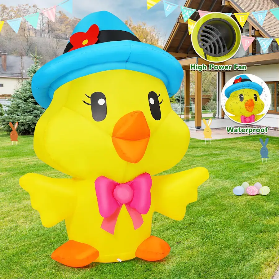 Chicken Spring Easter GOOSH Inflatables GOOSH 5.2 FT Easter Inflatables Chicken with The Blue ...