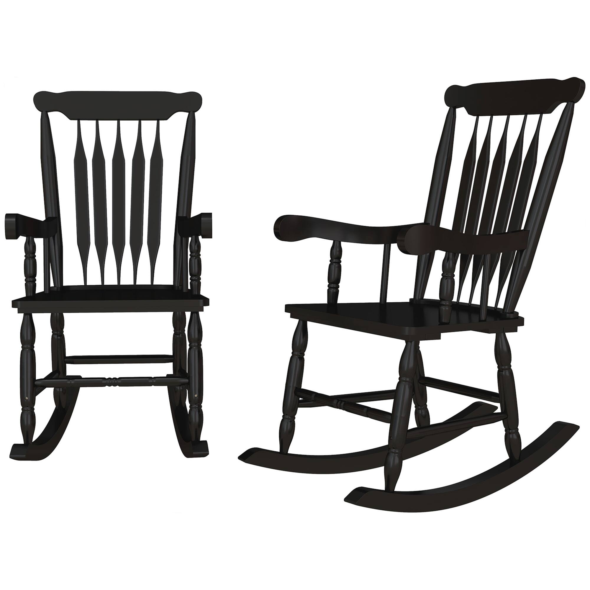 Alt View 7. Outsunny - Outdoor Wood Rocking Chairs Set of 2, 350 lbs. Porch Rockers with High Back for Garden, Patio, Balcony - Black.