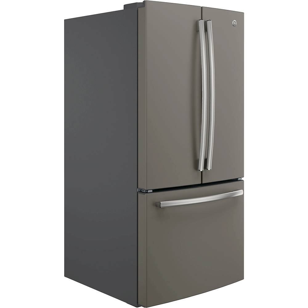 Angle. GE - 18.6 Cu. Ft. French Door Counter-Depth Refrigerator - Slate.
