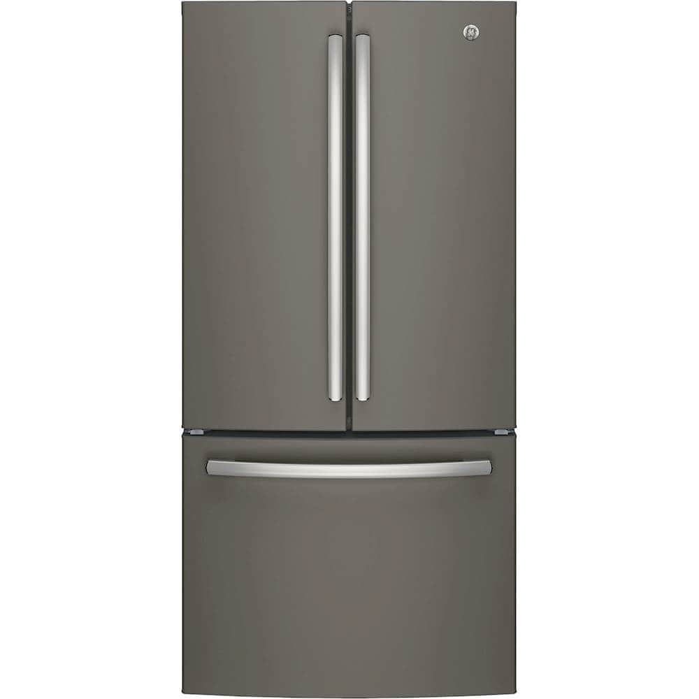 Front. GE - 18.6 Cu. Ft. French Door Counter-Depth Refrigerator - Slate.