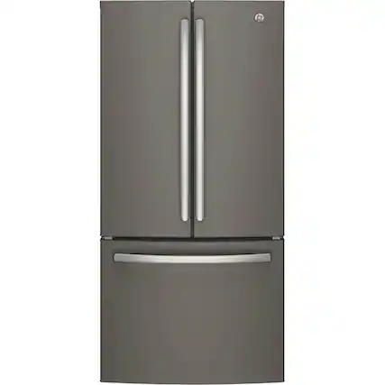 Front. GE - 18.6 Cu. Ft. French Door Counter-Depth Refrigerator - Slate.