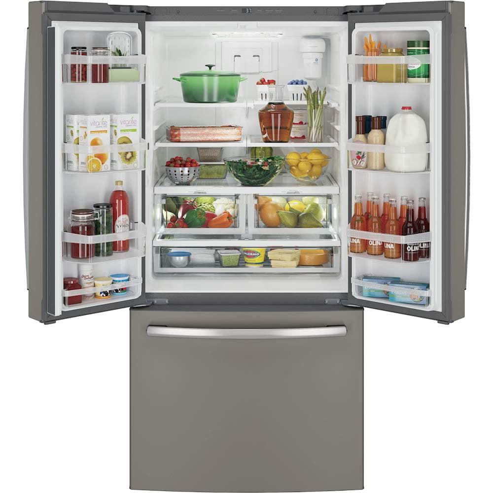 Alt View 1. GE - 18.6 Cu. Ft. French Door Counter-Depth Refrigerator - Slate.