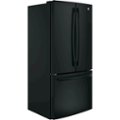Angle Zoom. GE - 18.6 Cu. Ft. French Door Counter-Depth Refrigerator - High Gloss Black.