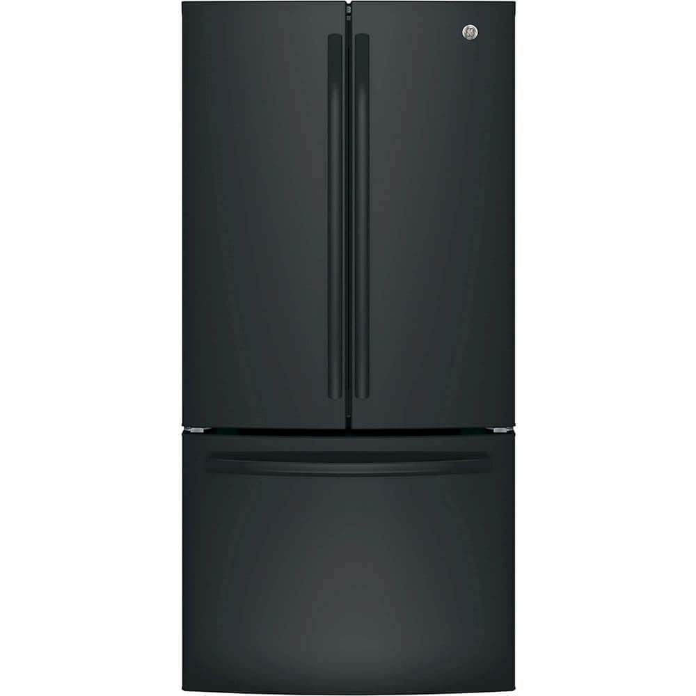 GE - 18.6 Cu. Ft. French Door Counter-Depth Refrigerator with Internal Water Dispenser - High Gloss Black - Front_Zoom