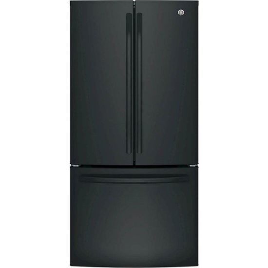Front Zoom. GE - 18.6 Cu. Ft. French Door Counter-Depth Refrigerator - High Gloss Black.