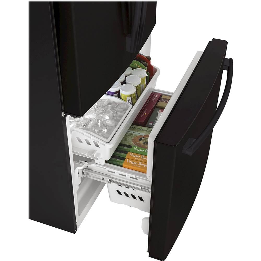 Alt View 11. GE - 18.6 Cu. Ft. French Door Counter-Depth Refrigerator - High Gloss Black.