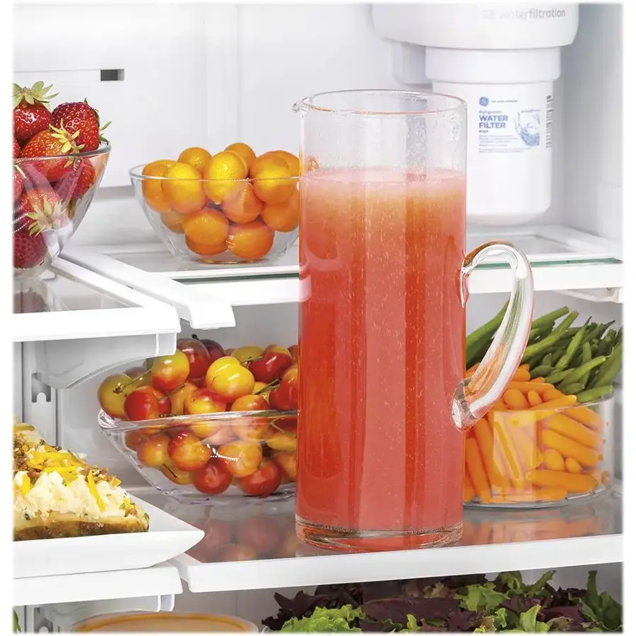 Alt View 12. GE - 18.6 Cu. Ft. French Door Counter-Depth Refrigerator - High Gloss Black.