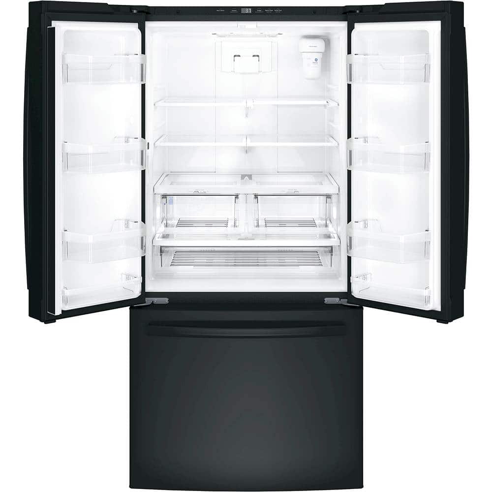 Alt View 2. GE - 18.6 Cu. Ft. French Door Counter-Depth Refrigerator - High Gloss Black.