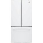 Front. GE - 18.6 Cu. Ft. French Door Counter-Depth Refrigerator - High Gloss White.