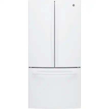 Front. GE - 18.6 Cu. Ft. French Door Counter-Depth Refrigerator - High Gloss White.