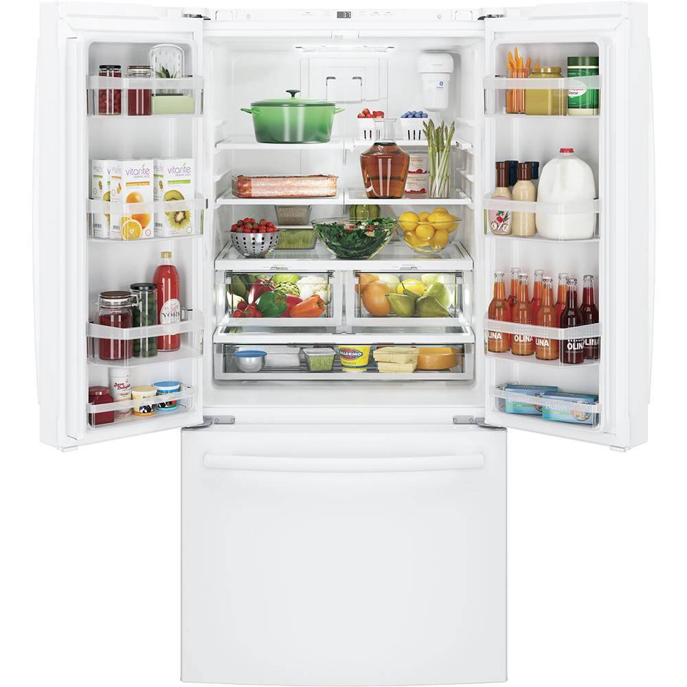 Alt View 1. GE - 18.6 Cu. Ft. French Door Counter-Depth Refrigerator - High Gloss White.