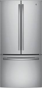 GE - 18.6 Cu. Ft. French Door Counter-Depth Refrigerator - Stainless steel - Front_Standard