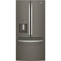 GE - 17.5 Cu. Ft. French Door Counter-Depth Refrigerator - Fingerprint resistant slate - Front_Zoom
