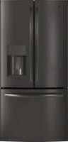 GE - 17.5 Cu. Ft. French Door Counter-Depth Refrigerator - Black stainless steel - Front_Zoom