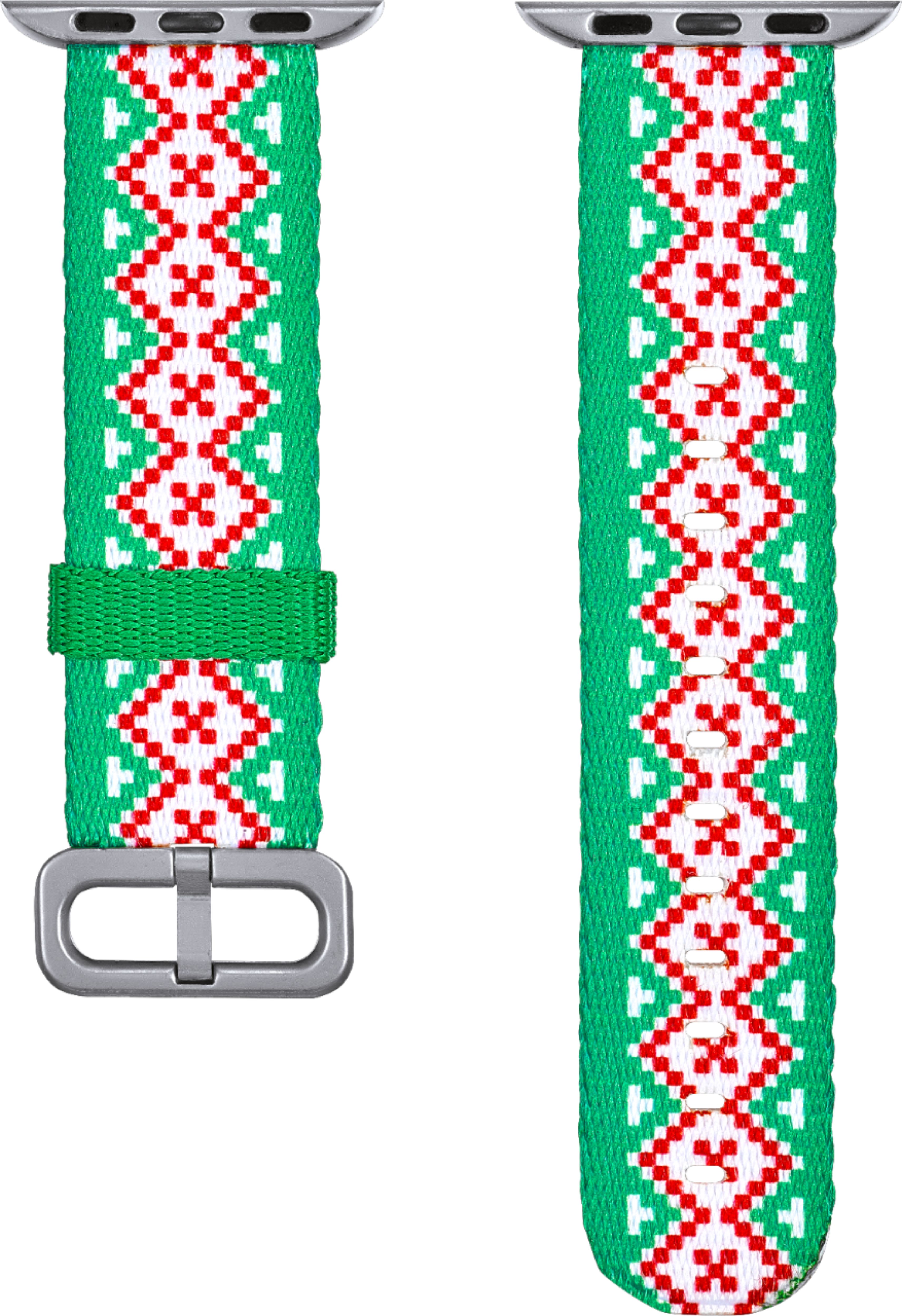 Angle View: Dynex™ - Holiday Sweater Nylon Band for Apple Watch® 38mm and 40mm - Green/Red/White