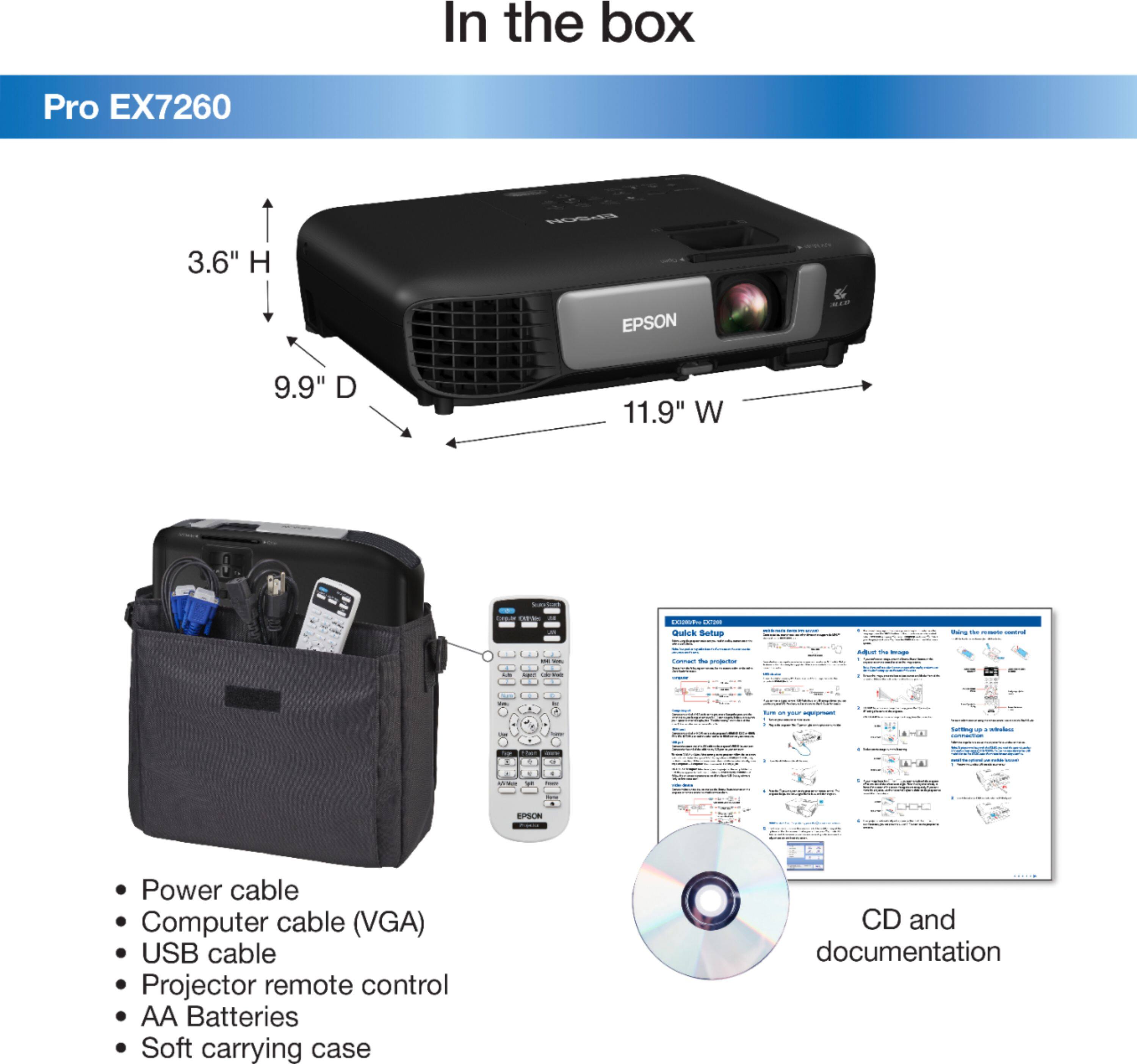 Best Buy Epson Pro EX7260 720p 3LCD Projector Black EPSON EX7260