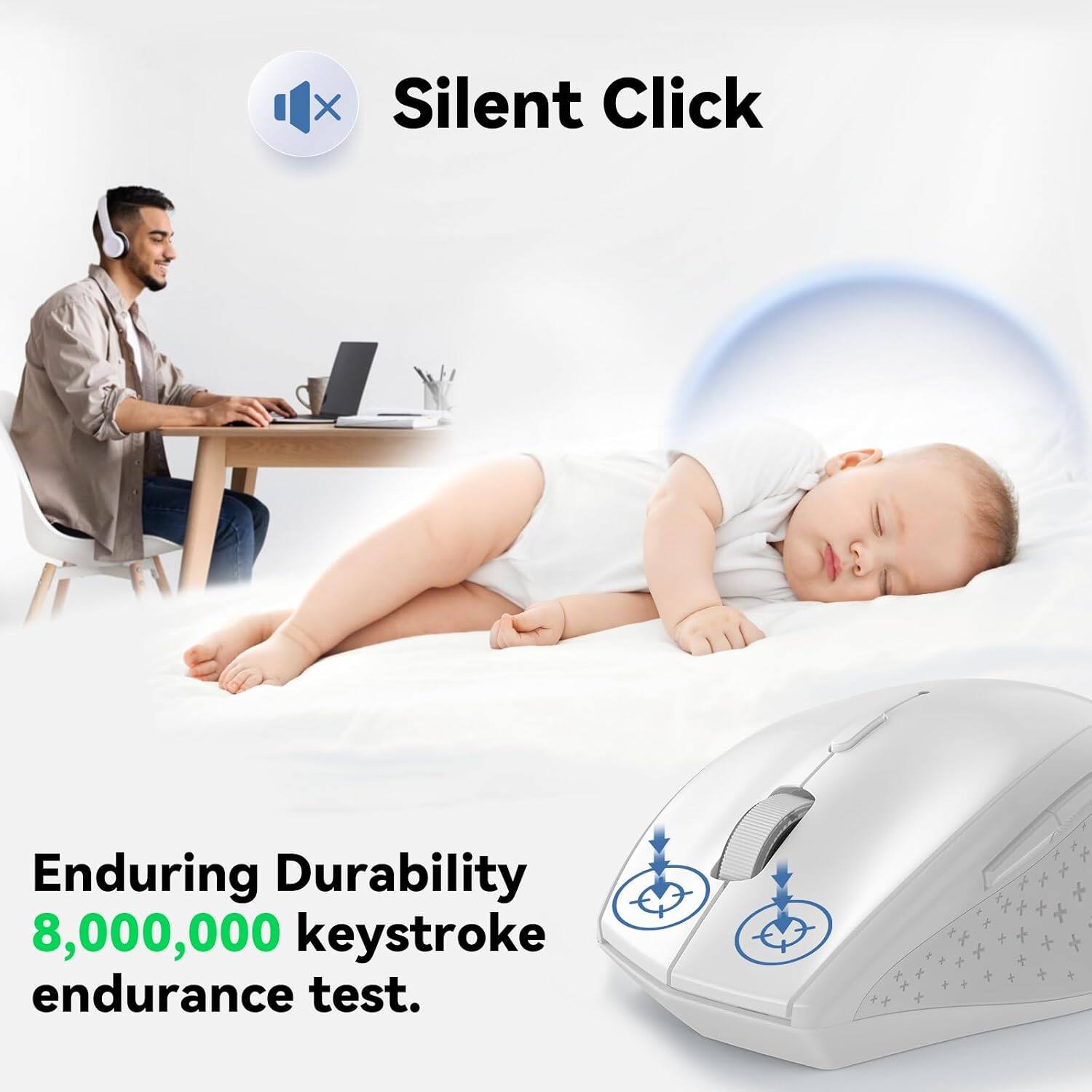 Silent Click

Enduring Durability  
8,000,000 keystroke endurance test.