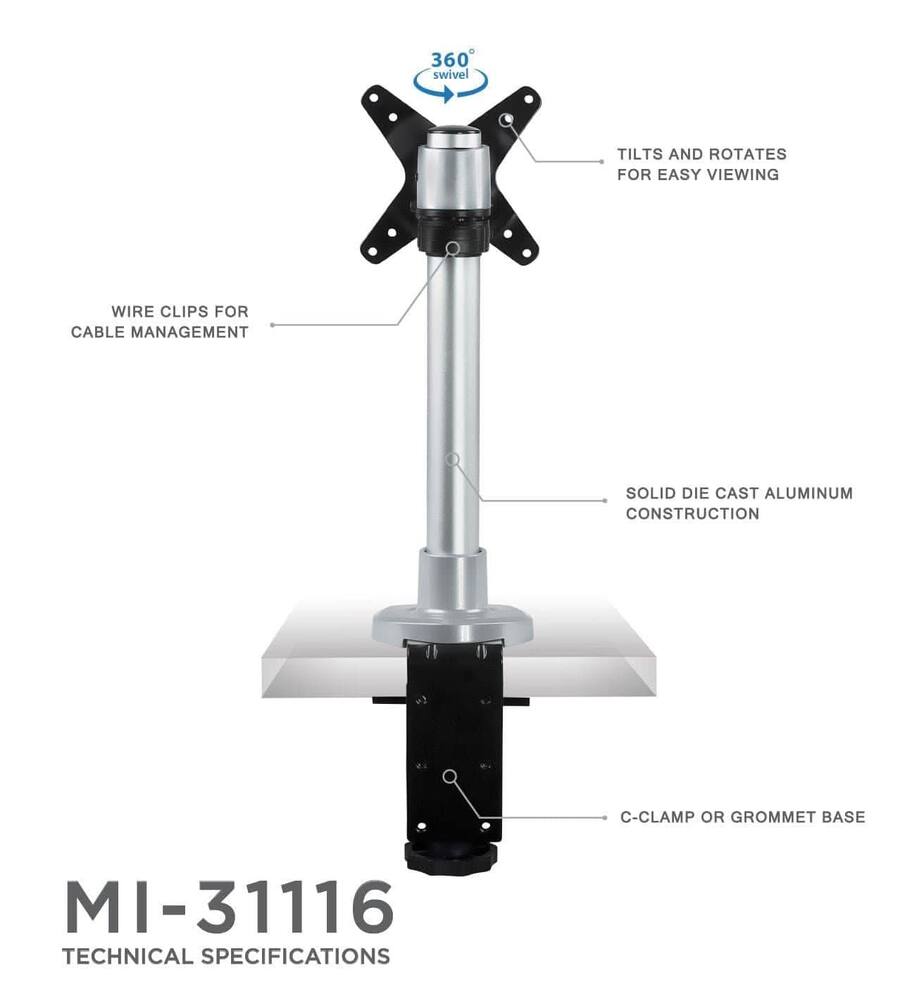 Mount It! Single Monitor Desk Mount for Up to 32″ Screens – Tilt ...