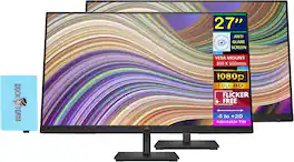 HP - 27" FHD Monitor with 250 nits Brightness, Anti-Glare, Flicker Free, VESA Mount, VGA, HDMI & DKZ Hub, 2 Pack - Black
