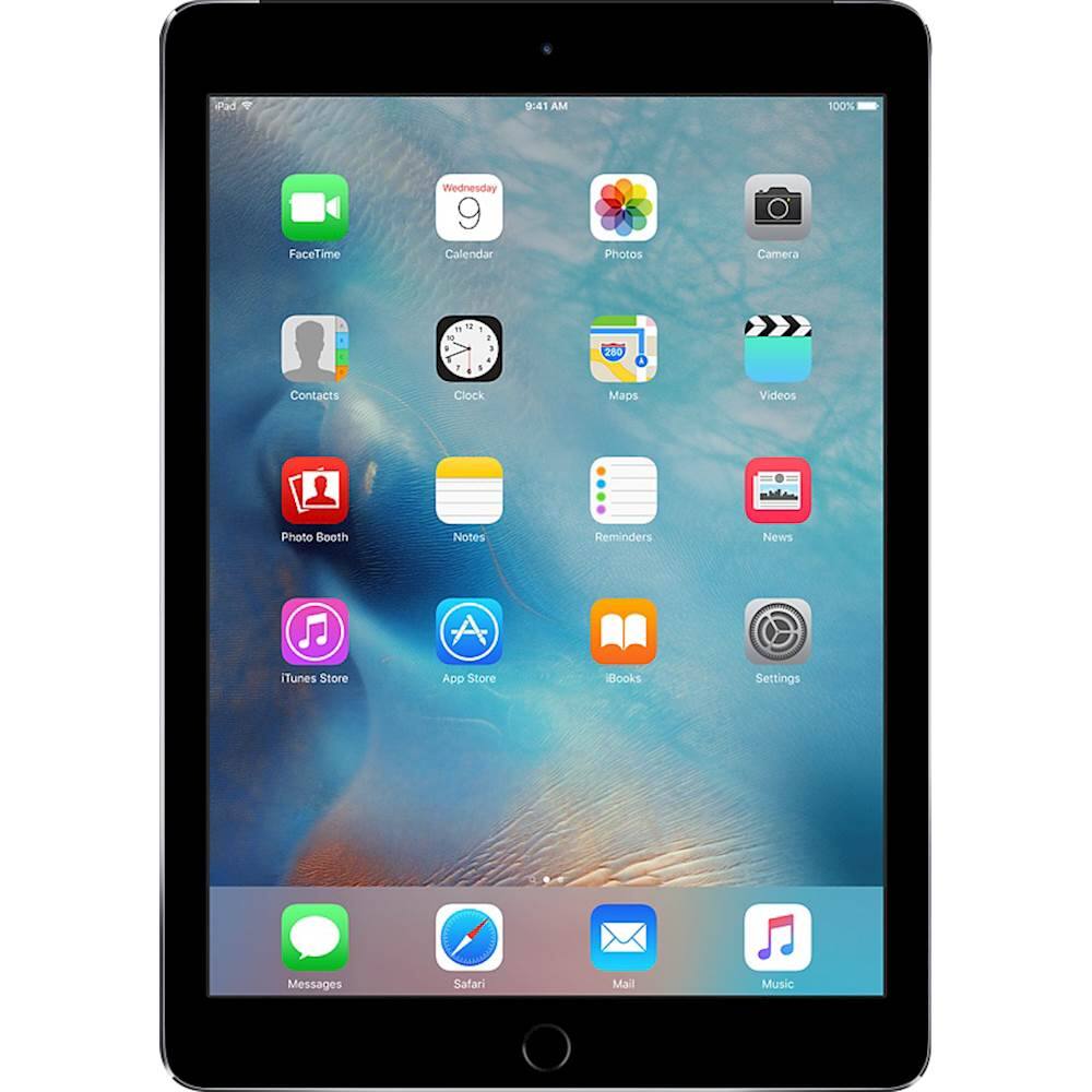 Front. Apple - Refurbished iPad Air 2 with Wi-Fi + Cellular - 128GB (Verizon) - Space Gray.