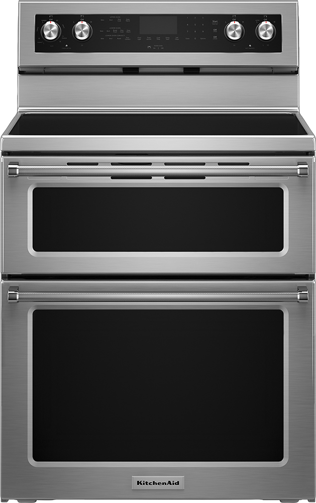 KitchenAid KA-2-PIECE-COOKING-PACKAGE-12 30 inch Wide 6.7 Cu. ft. Dual Fuel Freestanding Range with Double Ovens and Even-Heat Convection and 400 CFM