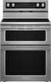 KitchenAid - 30 in. Wide 5 elements 6.7 cu. ft. Self-Cleaning Freestanding Double Oven Electric Convection Range - Stainless Steel