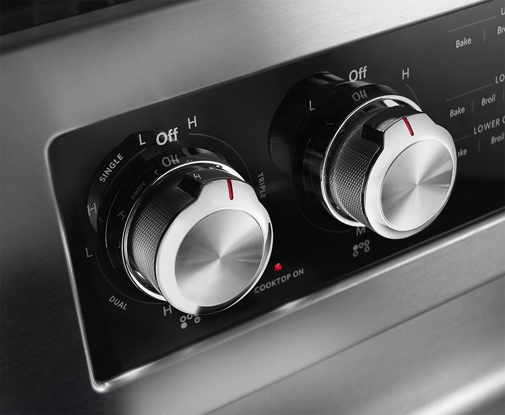 Alt View 11. KitchenAid - 6.7 Cu. Ft. Self-Cleaning Freestanding Double Oven Electric Convection Range - Stainless Steel.