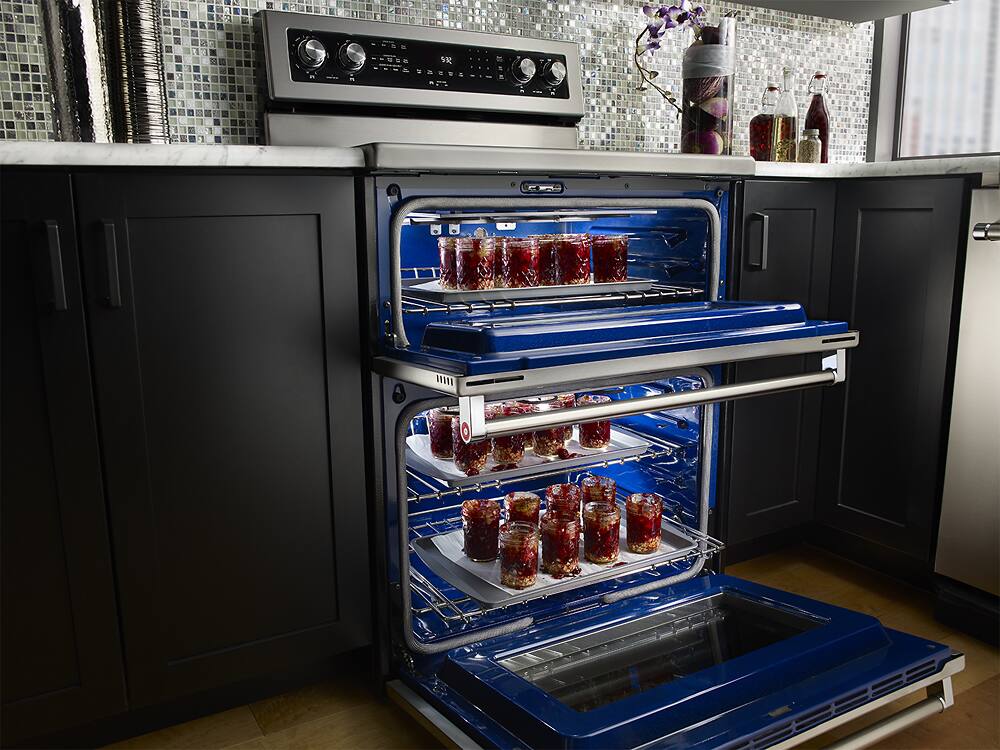 Alt View 12. KitchenAid - 6.7 Cu. Ft. Self-Cleaning Freestanding Double Oven Electric Convection Range - Stainless Steel.