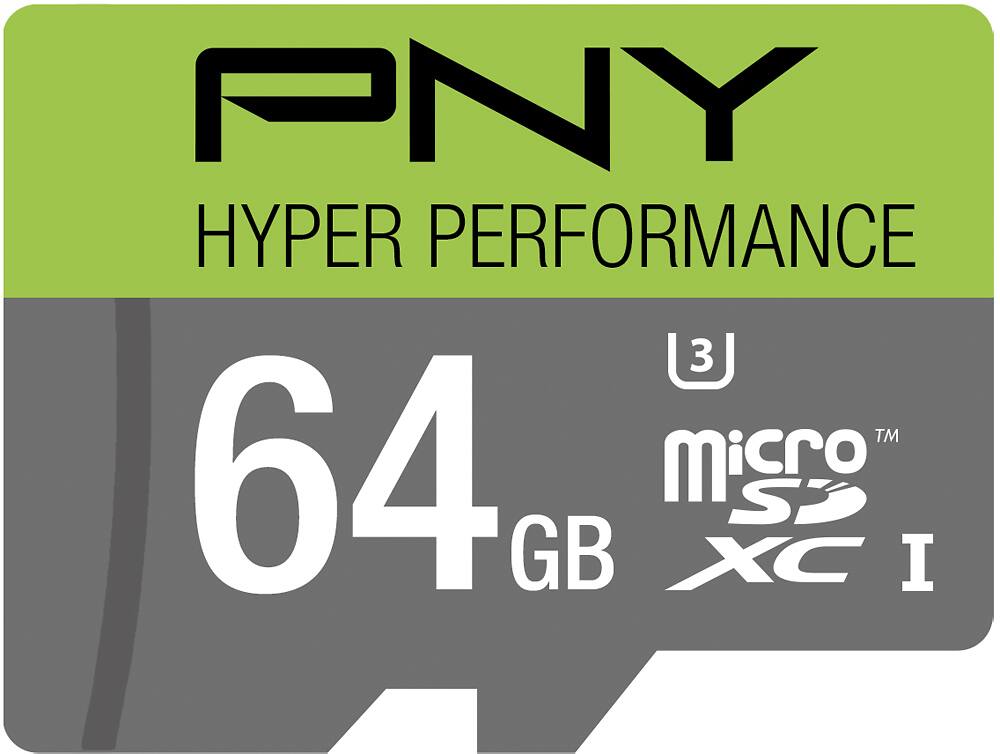 Front. PNY - 64GB microSDHC Class 10 UHS-I/U3 Memory Card - Multi.