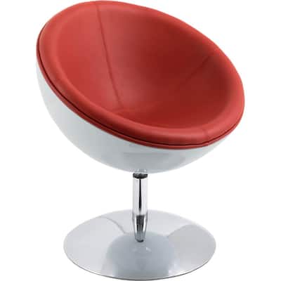 CorLiving - Modern Thermoplastic and Bonded Leather Chair - White/Red